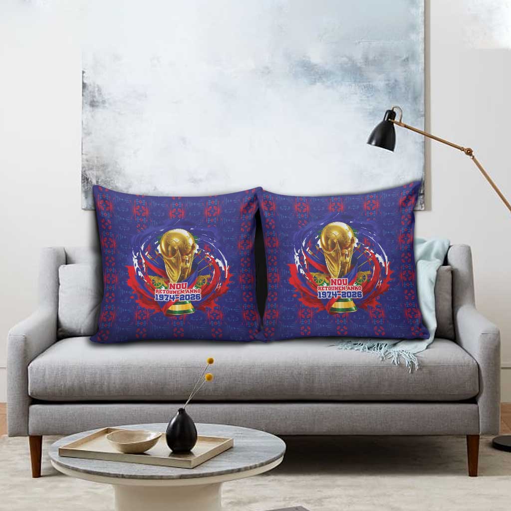 Haiti Grenadye Alaso Pillow Cover Blue Nou Retounen Anko 1974-2026 - African Pride