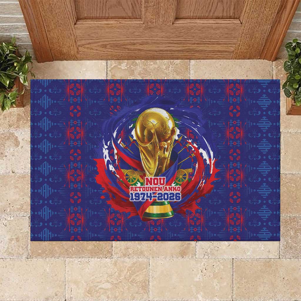 Haiti Grenadye Alaso Rubber Doormat Blue Nou Retounen Anko 1974-2026 - African Pride
