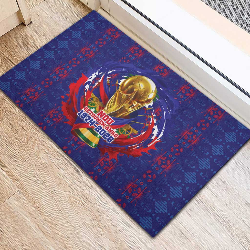 Haiti Grenadye Alaso Rubber Doormat Blue Nou Retounen Anko 1974-2026 - African Pride