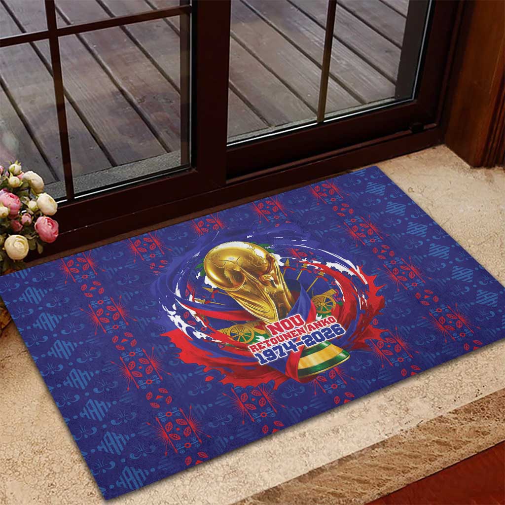 Haiti Grenadye Alaso Rubber Doormat Blue Nou Retounen Anko 1974-2026 - African Pride