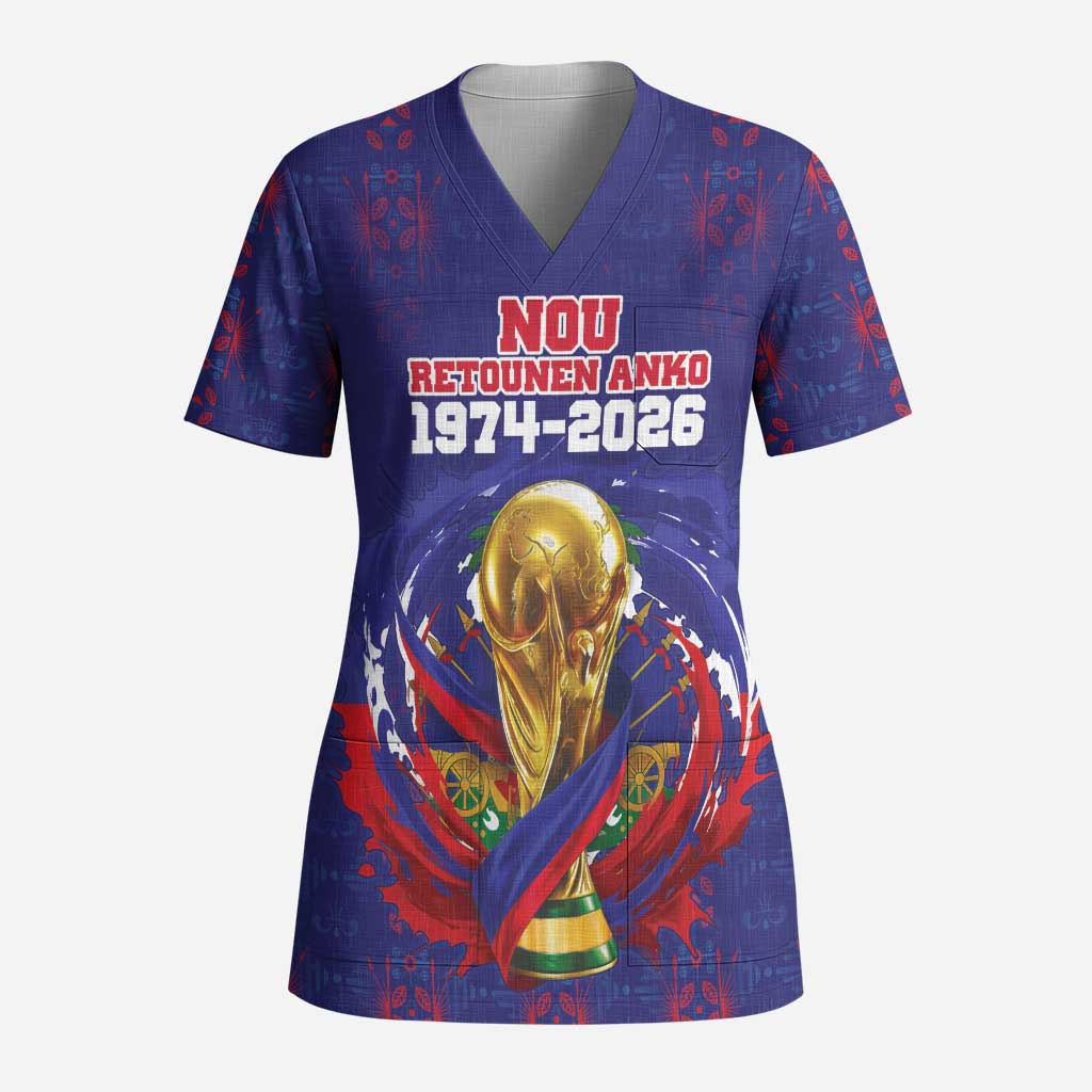 Custom Haiti Grenadye Alaso Scrub Top Blue Nou Retounen Anko 1974-2026 - African Pride