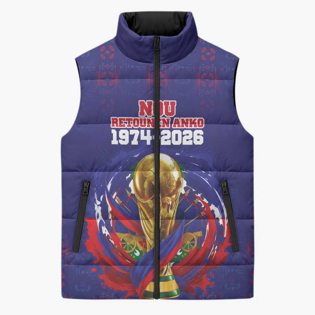Custom Haiti Grenadye Alaso Sleeveless Puffer Jacket Blue Nou Retounen Anko 1974-2026 - African Pride