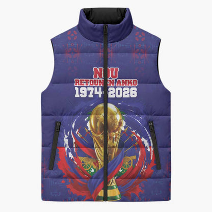 Custom Haiti Grenadye Alaso Sleeveless Puffer Jacket Blue Nou Retounen Anko 1974-2026 - African Pride