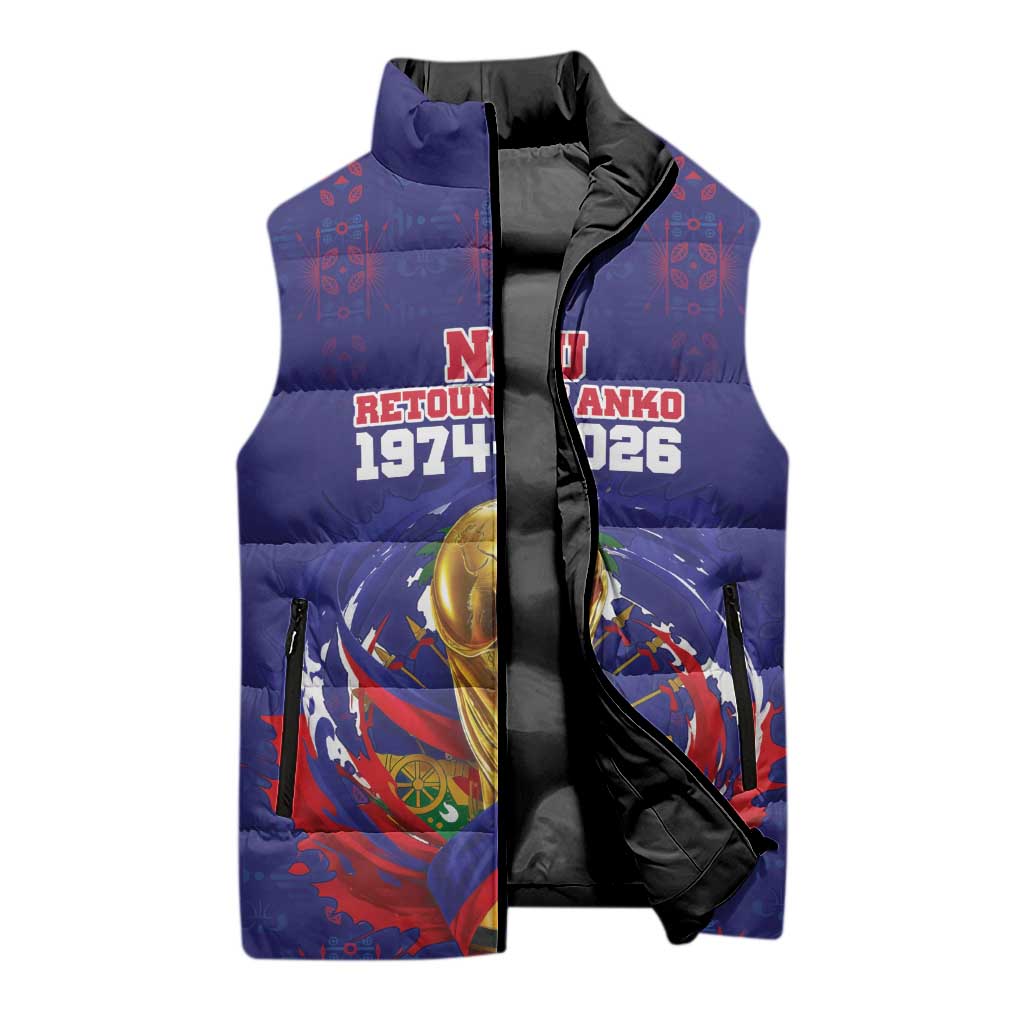 Custom Haiti Grenadye Alaso Sleeveless Puffer Jacket Blue Nou Retounen Anko 1974-2026 - African Pride