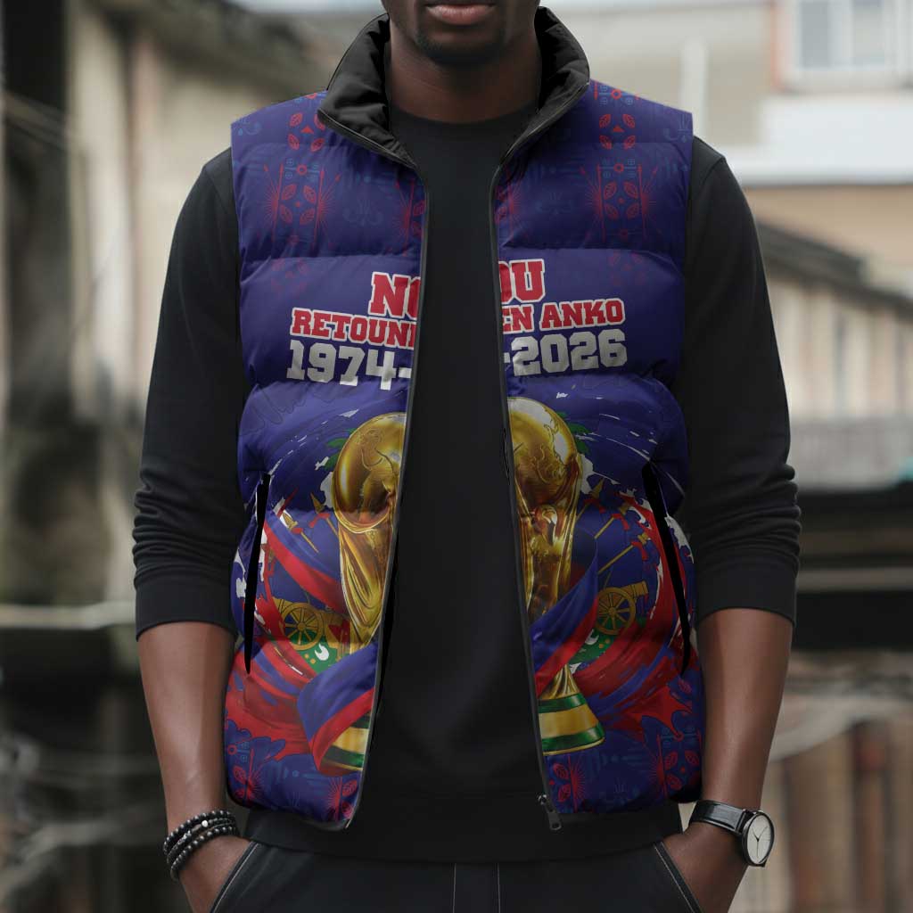 Custom Haiti Grenadye Alaso Sleeveless Puffer Jacket Blue Nou Retounen Anko 1974-2026 - African Pride
