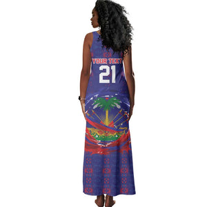 Custom Haiti Grenadye Alaso Tank Maxi Dress Blue Nou Retounen Anko 1974-2026 - African Pride