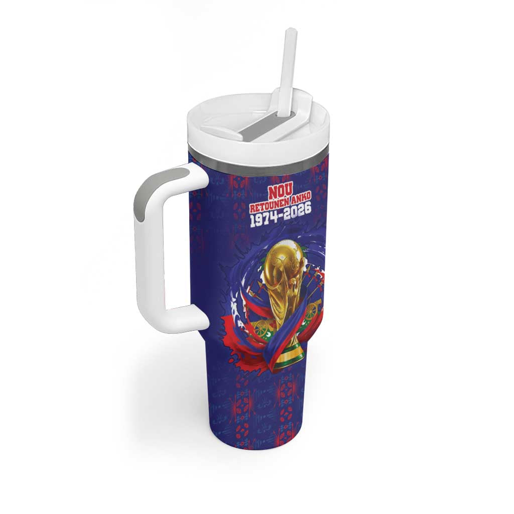 Custom Haiti Grenadye Alaso Tumbler With Handle Blue Nou Retounen Anko 1974-2026 - African Pride