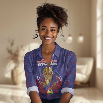 Custom Haiti Grenadye Alaso Women Casual Shirt Blue Nou Retounen Anko 1974-2026 - African Pride