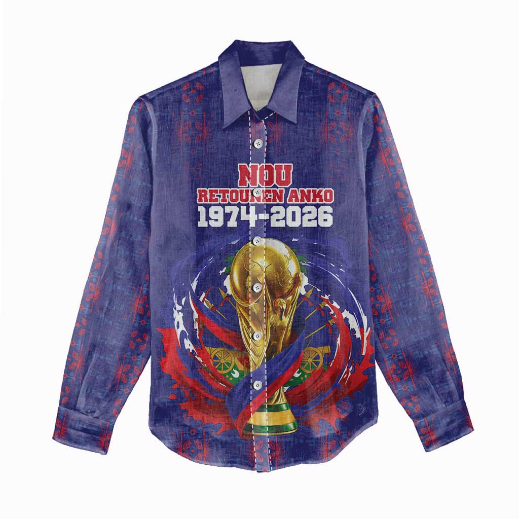 Custom Haiti Grenadye Alaso Women Casual Shirt Blue Nou Retounen Anko 1974-2026 - African Pride