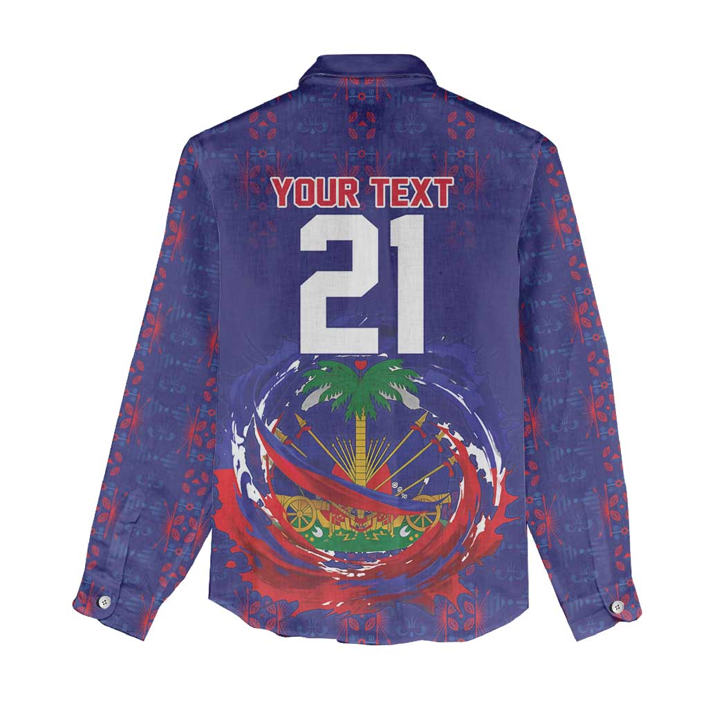 Custom Haiti Grenadye Alaso Women Casual Shirt Blue Nou Retounen Anko 1974-2026 - African Pride