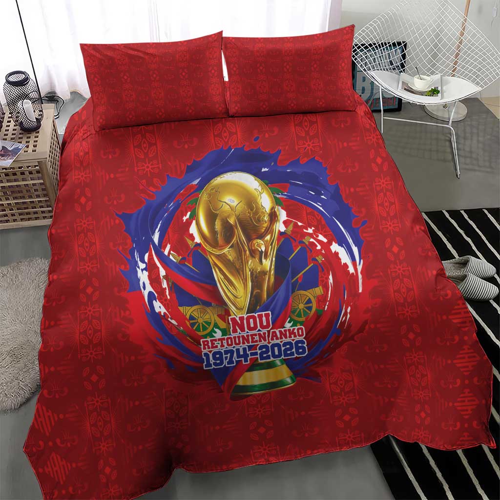 Haiti Grenadye Alaso Bedding Set Red Nou Retounen Anko 1974-2026 - African Pride
