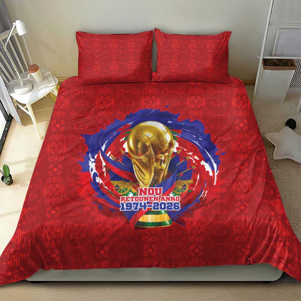 Haiti Grenadye Alaso Bedding Set Red Nou Retounen Anko 1974-2026 - African Pride