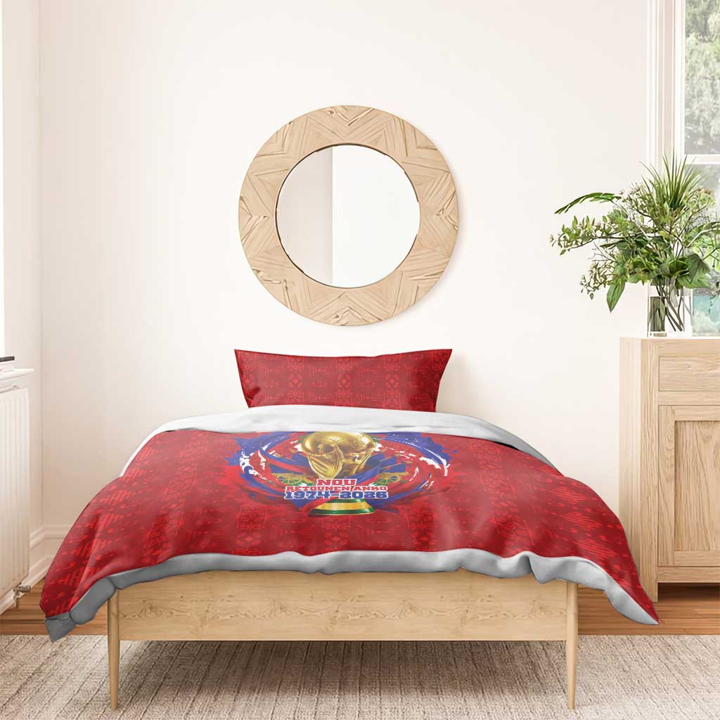 Haiti Grenadye Alaso Bedding Set Red Nou Retounen Anko 1974-2026 - African Pride