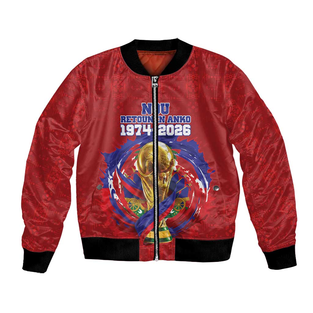 Custom Haiti Grenadye Alaso Bomber Jacket Red Nou Retounen Anko 1974-2026 - African Pride