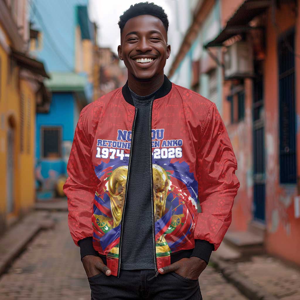 Custom Haiti Grenadye Alaso Bomber Jacket Red Nou Retounen Anko 1974-2026 - African Pride