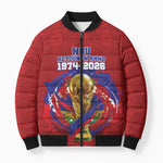Custom Haiti Grenadye Alaso Bomber Puffer Jacket Red Nou Retounen Anko 1974-2026 - African Pride