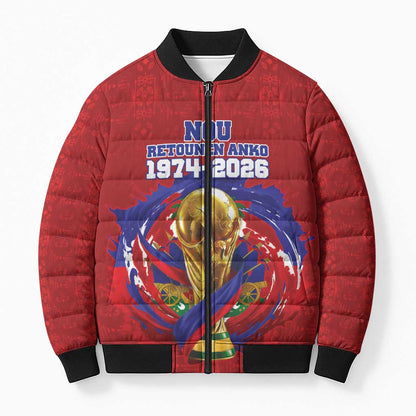 Custom Haiti Grenadye Alaso Bomber Puffer Jacket Red Nou Retounen Anko 1974-2026 - African Pride