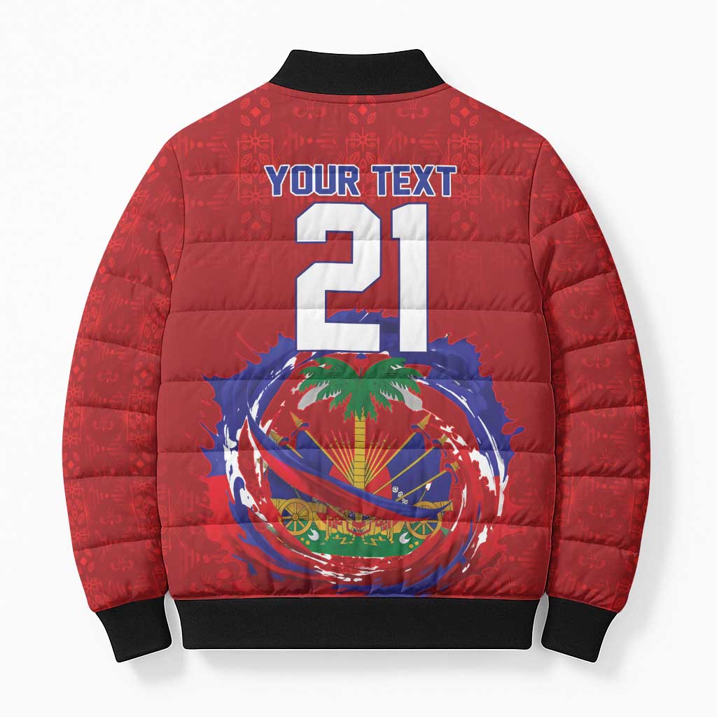 Custom Haiti Grenadye Alaso Bomber Puffer Jacket Red Nou Retounen Anko 1974-2026 - African Pride