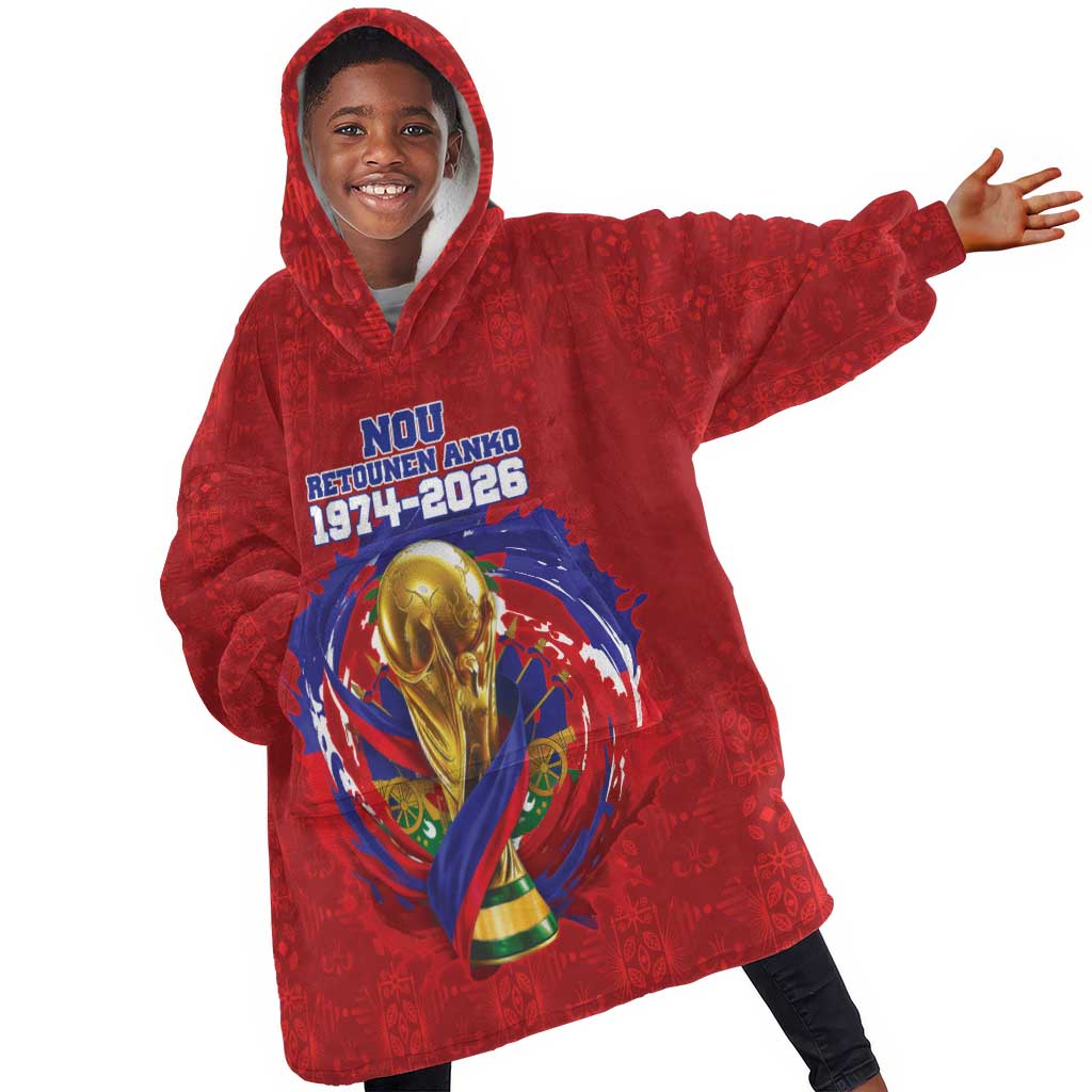Custom Haiti Grenadye Alaso Kid Wearable Blanket Hoodie Red Nou Retounen Anko 1974-2026 - African Pride
