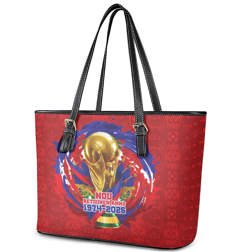 Haiti Grenadye Alaso Leather Tote Bag Red Nou Retounen Anko 1974-2026 - African Pride