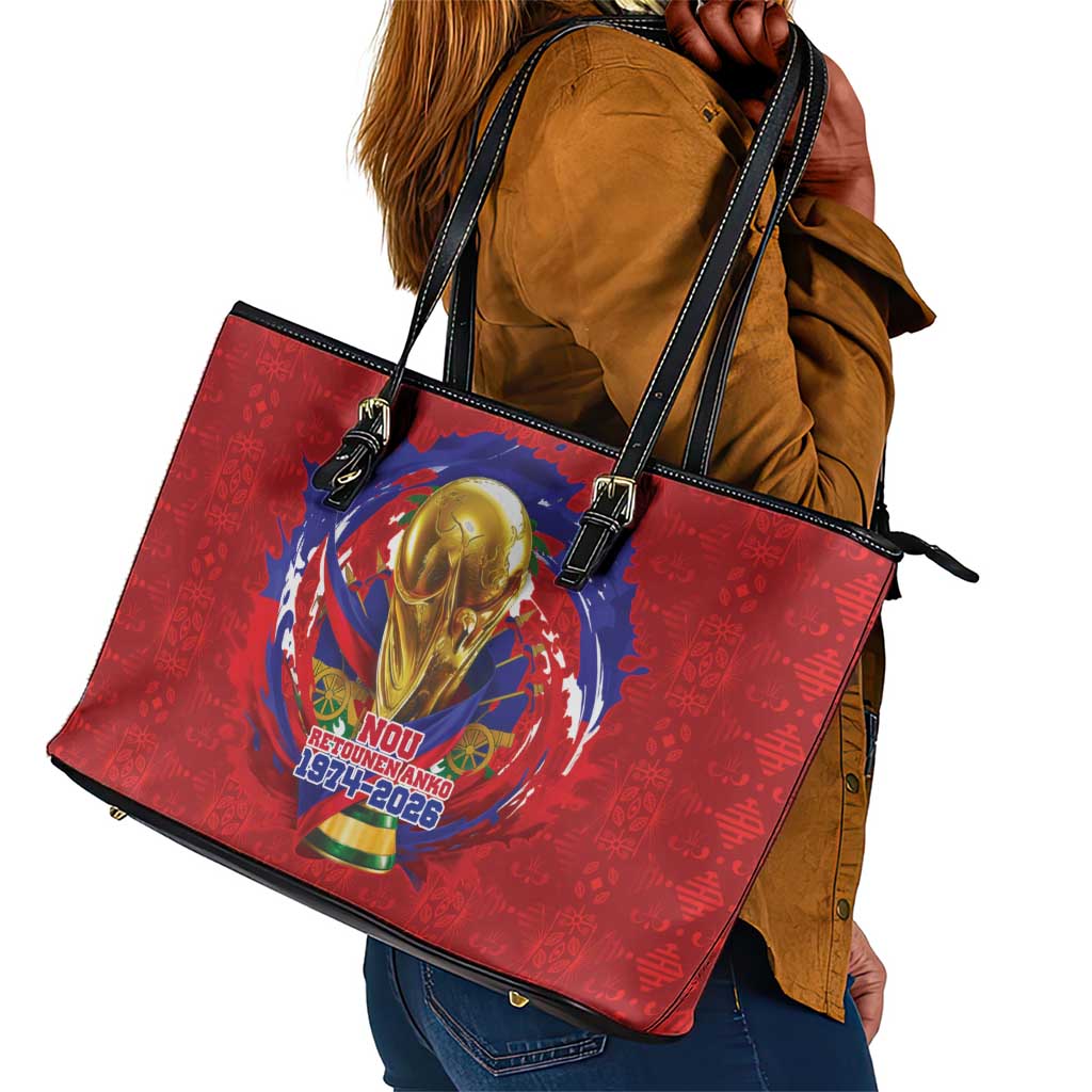 Haiti Grenadye Alaso Leather Tote Bag Red Nou Retounen Anko 1974-2026 - African Pride