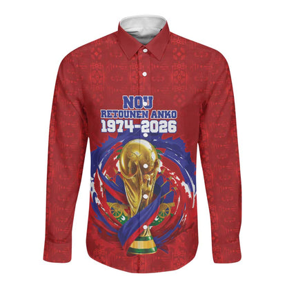 Custom Haiti Grenadye Alaso Long Sleeve Button Shirt Red Nou Retounen Anko 1974-2026 - African Pride