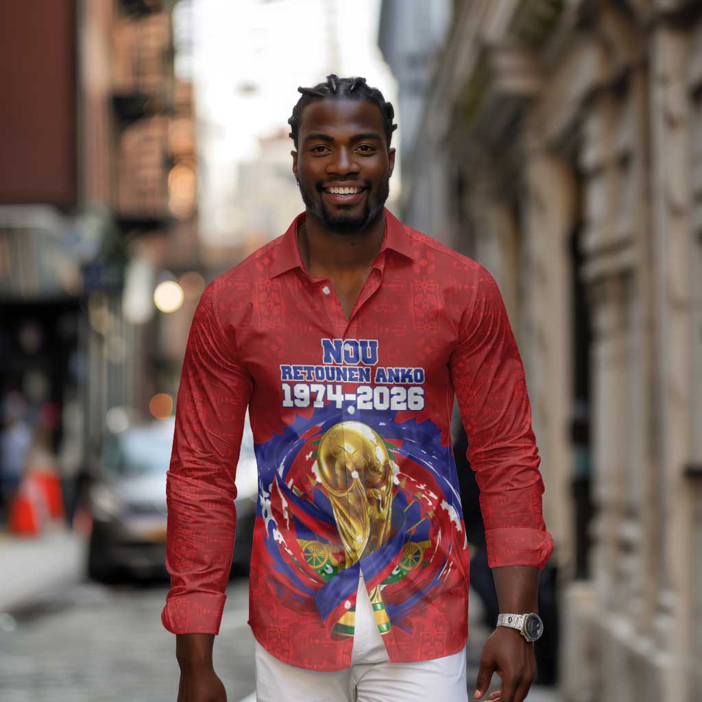 Custom Haiti Grenadye Alaso Long Sleeve Button Shirt Red Nou Retounen Anko 1974-2026 - African Pride