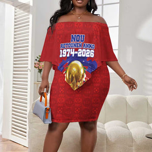 Custom Haiti Grenadye Alaso Off Shoulder Short Dress Red Nou Retounen Anko 1974-2026 - African Pride