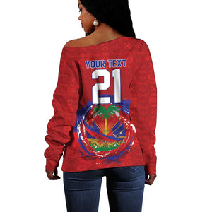 Custom Haiti Grenadye Alaso Off Shoulder Sweater Red Nou Retounen Anko 1974-2026 - African Pride