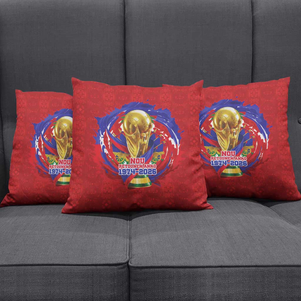 Haiti Grenadye Alaso Pillow Cover Red Nou Retounen Anko 1974-2026 - African Pride