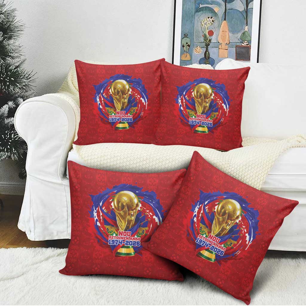 Haiti Grenadye Alaso Pillow Cover Red Nou Retounen Anko 1974-2026 - African Pride