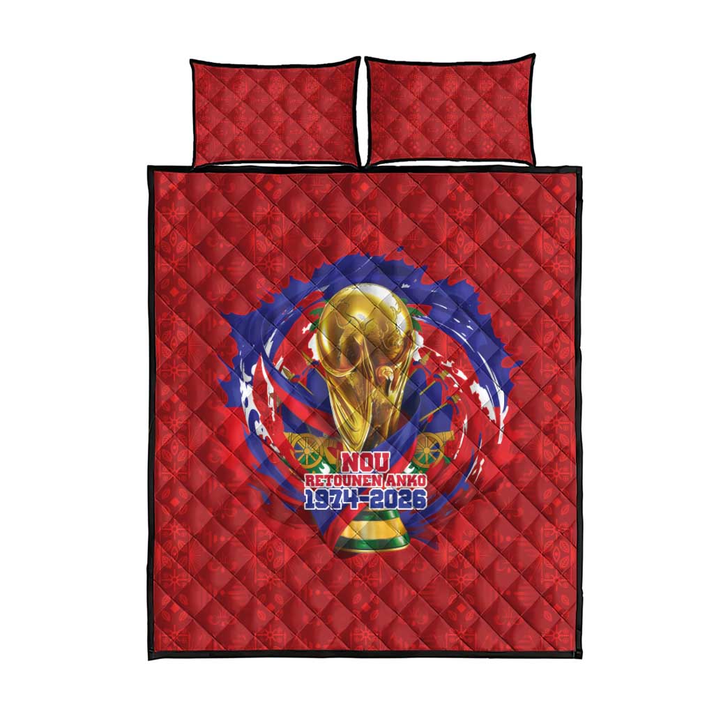 Haiti Grenadye Alaso Quilt Bed Set Red Nou Retounen Anko 1974-2026 - African Pride