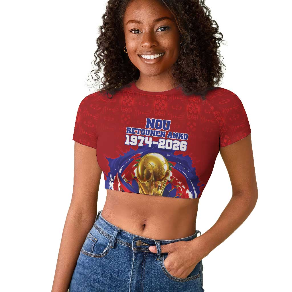 Custom Haiti Grenadye Alaso Raglan Cropped T shirt Red Nou Retounen Anko 1974-2026 - African Pride