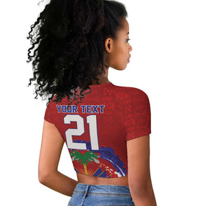 Custom Haiti Grenadye Alaso Raglan Cropped T shirt Red Nou Retounen Anko 1974-2026 - African Pride