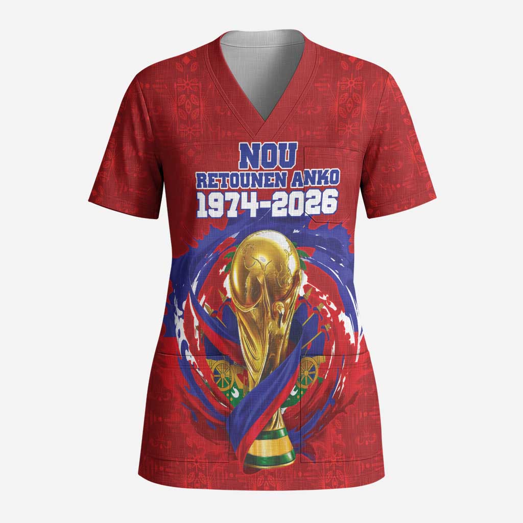 Custom Haiti Grenadye Alaso Scrub Top Red Nou Retounen Anko 1974-2026 - African Pride
