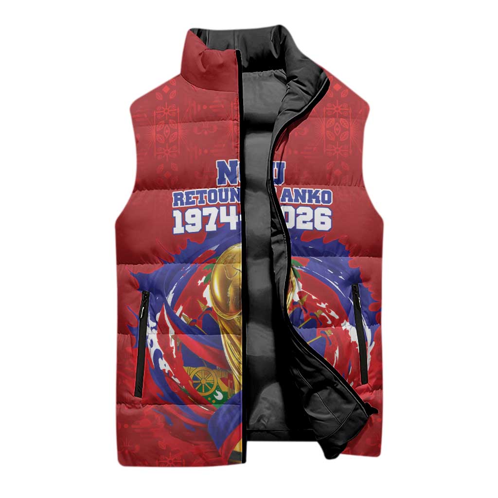 Custom Haiti Grenadye Alaso Sleeveless Puffer Jacket Red Nou Retounen Anko 1974-2026 - African Pride