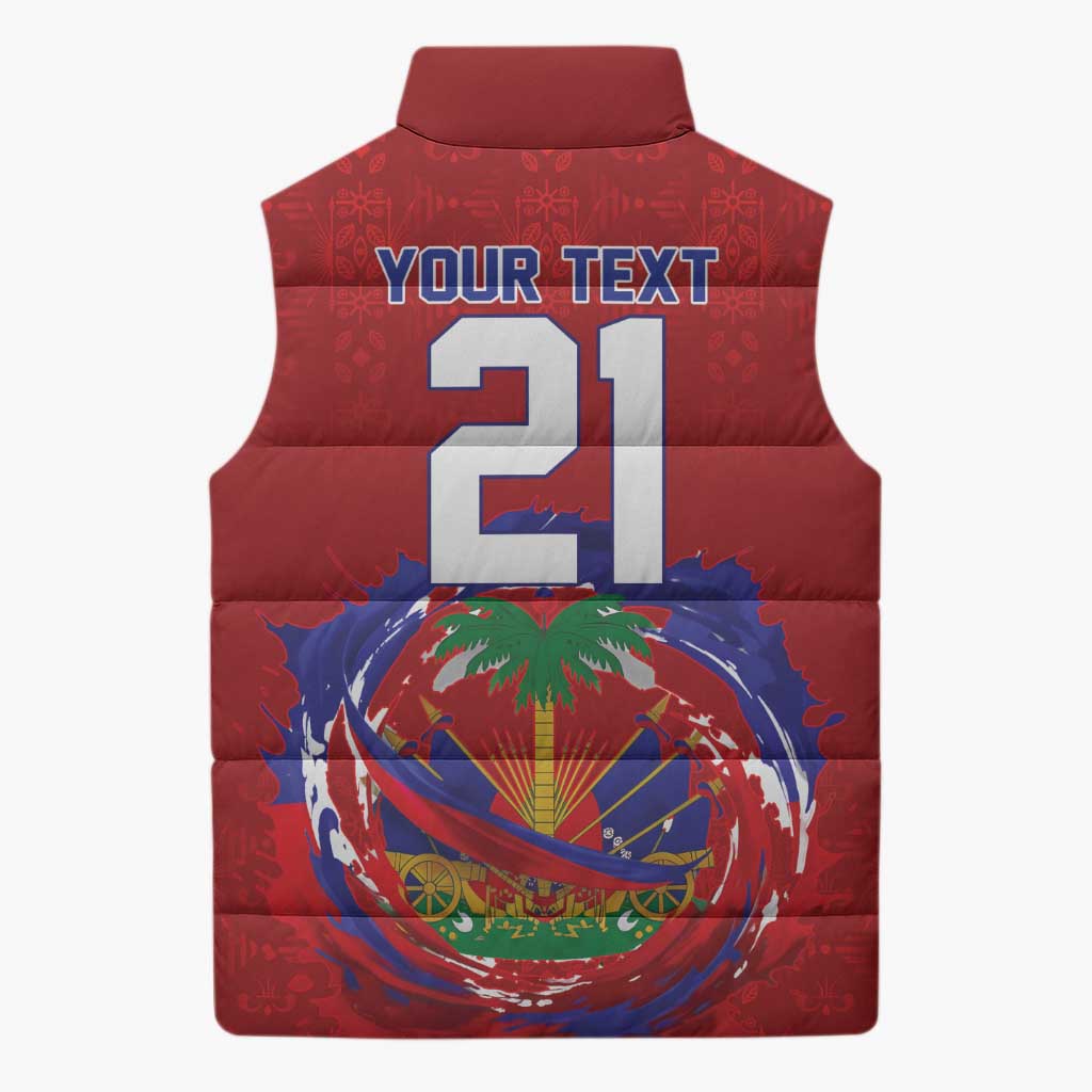 Custom Haiti Grenadye Alaso Sleeveless Puffer Jacket Red Nou Retounen Anko 1974-2026 - African Pride