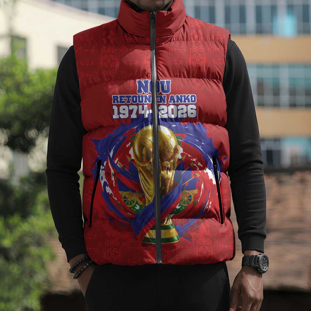 Custom Haiti Grenadye Alaso Sleeveless Puffer Jacket Red Nou Retounen Anko 1974-2026 - African Pride