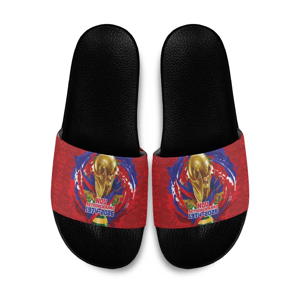 Haiti Grenadye Alaso Slide Sandals Red Nou Retounen Anko 1974-2026 - African Pride
