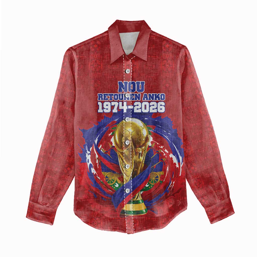 Custom Haiti Grenadye Alaso Women Casual Shirt Red Nou Retounen Anko 1974-2026 - African Pride