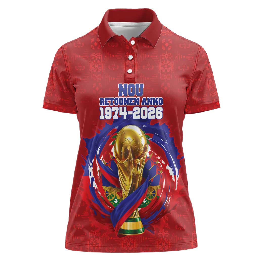Custom Haiti Grenadye Alaso Women Polo Shirt Red Nou Retounen Anko 1974-2026 - African Pride