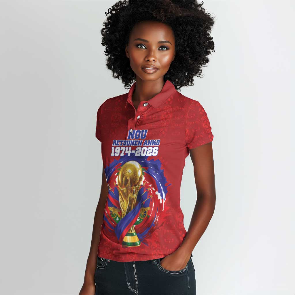 Custom Haiti Grenadye Alaso Women Polo Shirt Red Nou Retounen Anko 1974-2026 - African Pride