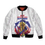 Custom Haiti Grenadye Alaso Bomber Jacket White Nou Retounen Anko 1974-2026 - African Pride
