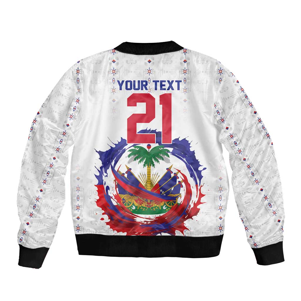 Custom Haiti Grenadye Alaso Bomber Jacket White Nou Retounen Anko 1974-2026 - African Pride