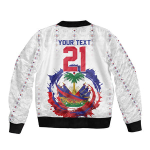 Custom Haiti Grenadye Alaso Bomber Jacket White Nou Retounen Anko 1974-2026 - African Pride