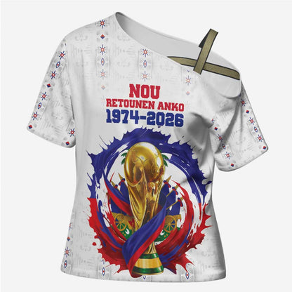 Custom Haiti Grenadye Alaso Cross Shoulder Shirt White Nou Retounen Anko 1974-2026 - African Pride