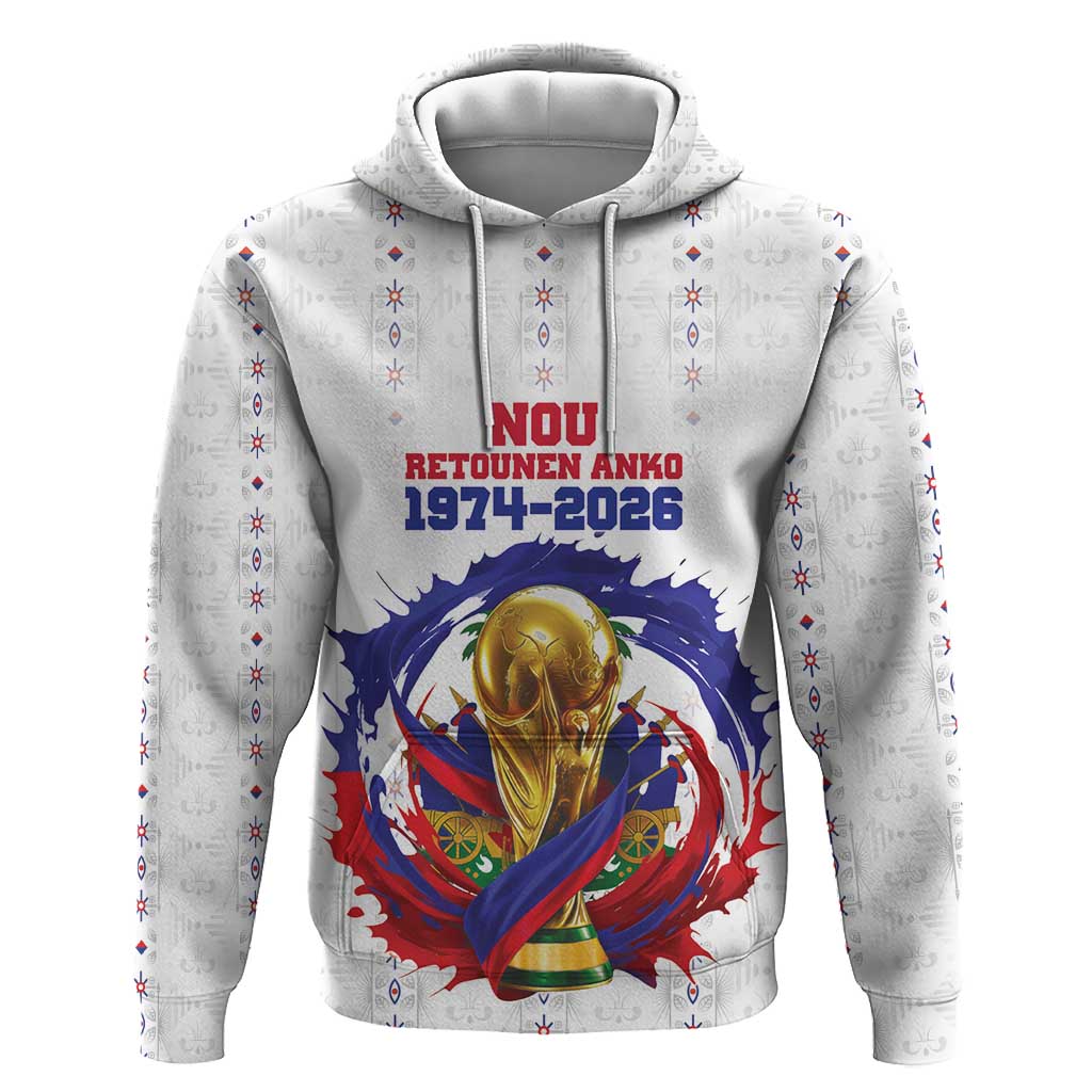 Custom Haiti Grenadye Alaso Hoodie White Nou Retounen Anko 1974-2026 - African Pride