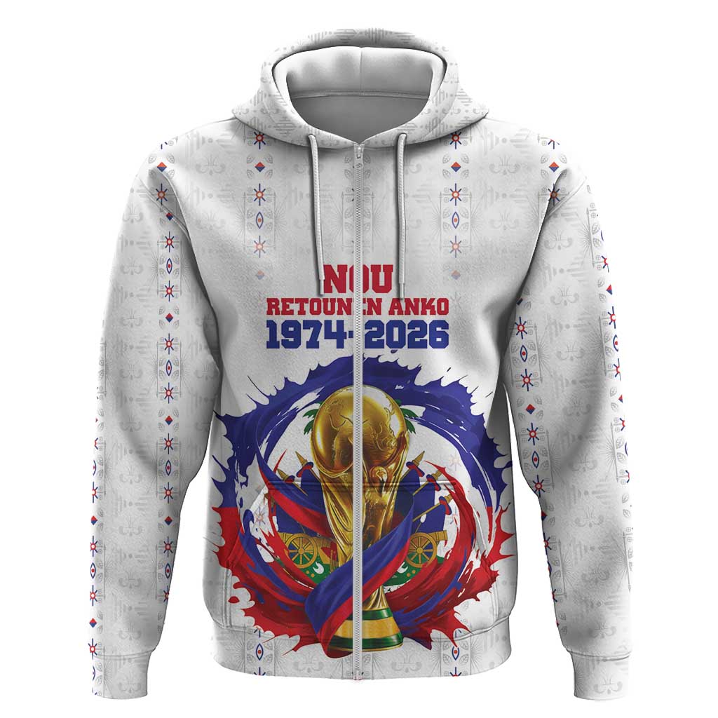 Custom Haiti Grenadye Alaso Hoodie White Nou Retounen Anko 1974-2026 - African Pride