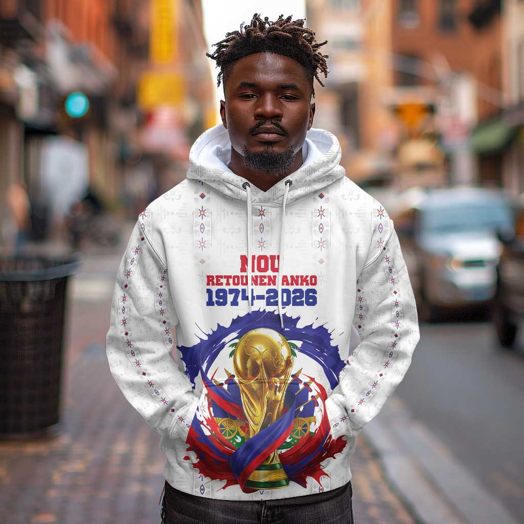 Custom Haiti Grenadye Alaso Hoodie White Nou Retounen Anko 1974-2026 - African Pride
