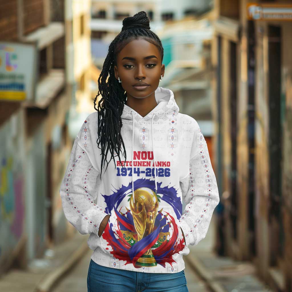 Custom Haiti Grenadye Alaso Hoodie White Nou Retounen Anko 1974-2026 - African Pride